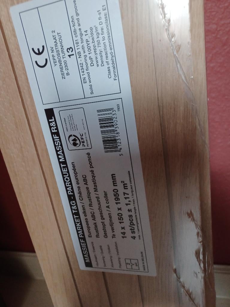 Parquet massif T & G - Chêne européen 1,17 m2, Bricolage & Construction, Neuf, Chêne, Moins de 200 cm, Planche