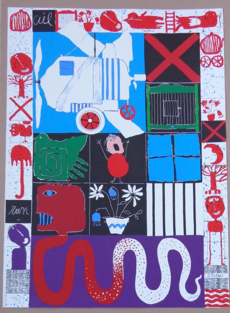 CHRISTIAN SILVAIN / CIEL. RIEN / KLEURZEEFDRUK 100x73cm SIG, Ophalen of Verzenden