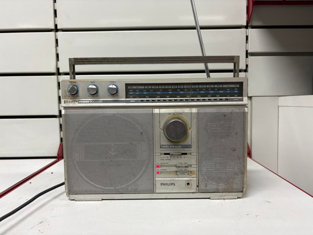 Radio Vintage Philips D2814 Power Booster – Années 80, Enlèvement ou Envoi, Utilisé, Radio