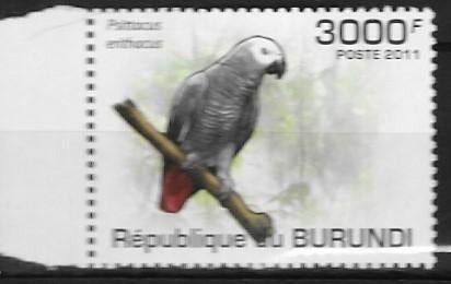 Timbres animaux oiseaux Burundi parroquet, Envoi, Non oblitéré