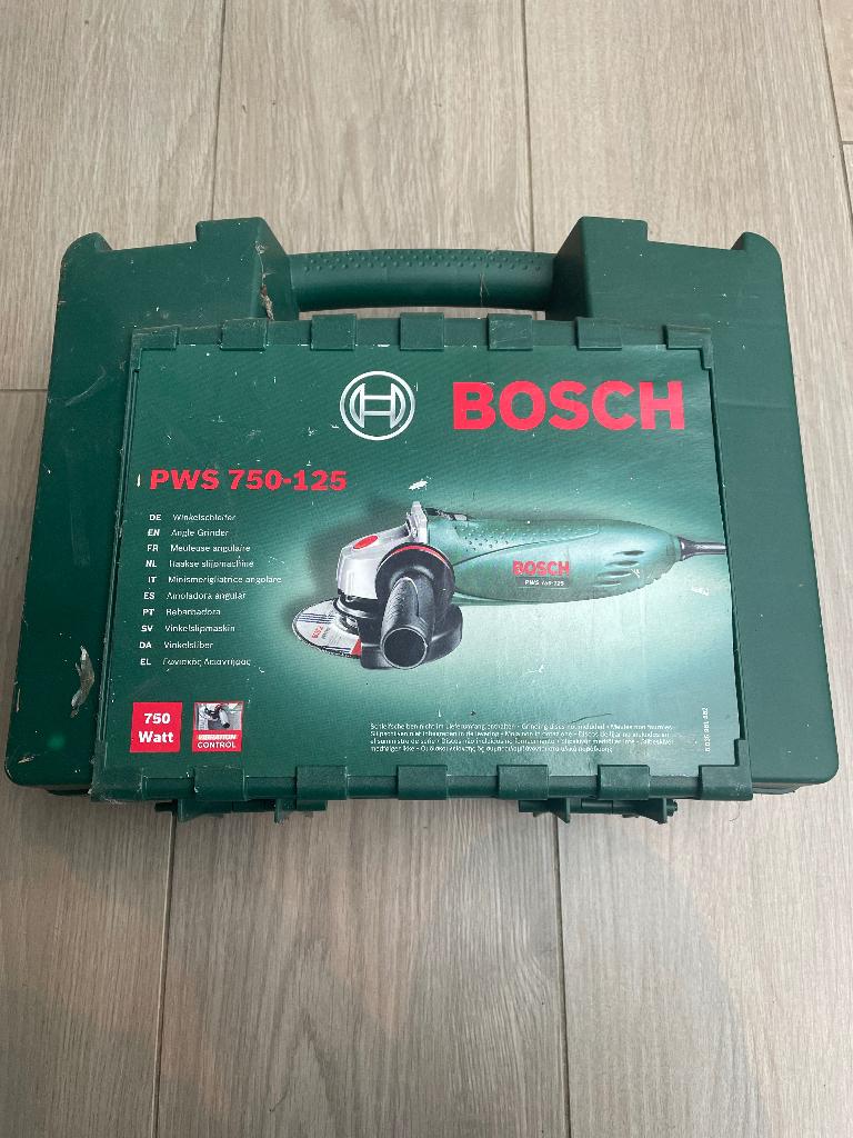 Bosch haakse slijpmachine PWS 750-125, Doe-het-zelf en Bouw, Gereedschap | Slijpmachines, Ophalen, Zo goed als nieuw, 700 tot 1000 watt