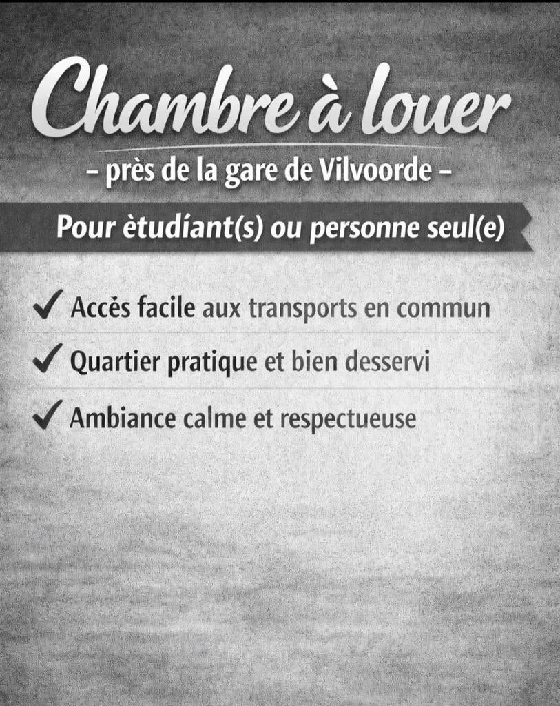 CHAMBRE A LOUER PRES DE LA GARE DE VILVOORDE, Offres d'emploi