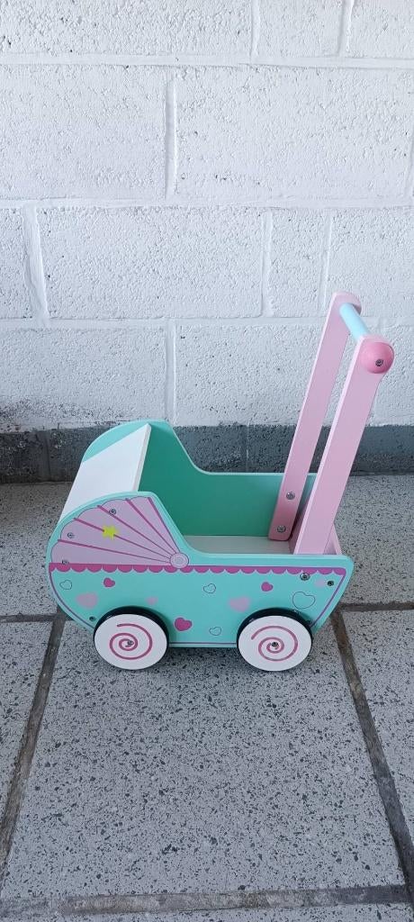 Landau en bois pour poupée, Enlèvement, Utilisé, Jouet à Pousser ou Tirer