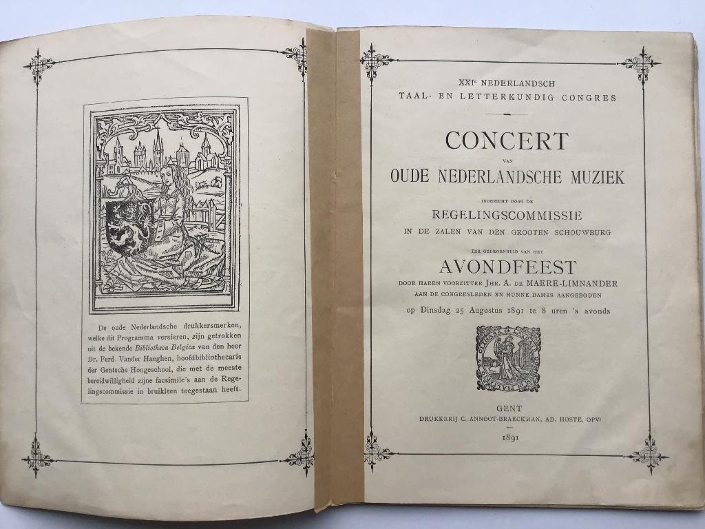1891 : Concert van oude Nederlandsche muziek, Antiek en Kunst, Ophalen of Verzenden