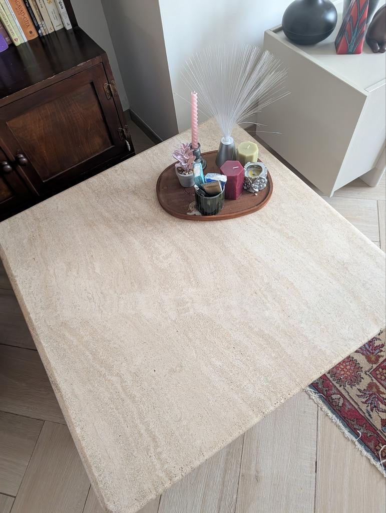 Vierkant salontafel travertin natuursteen, Huis en Inrichting, Tafels | Salontafels, Ophalen, Vierkant