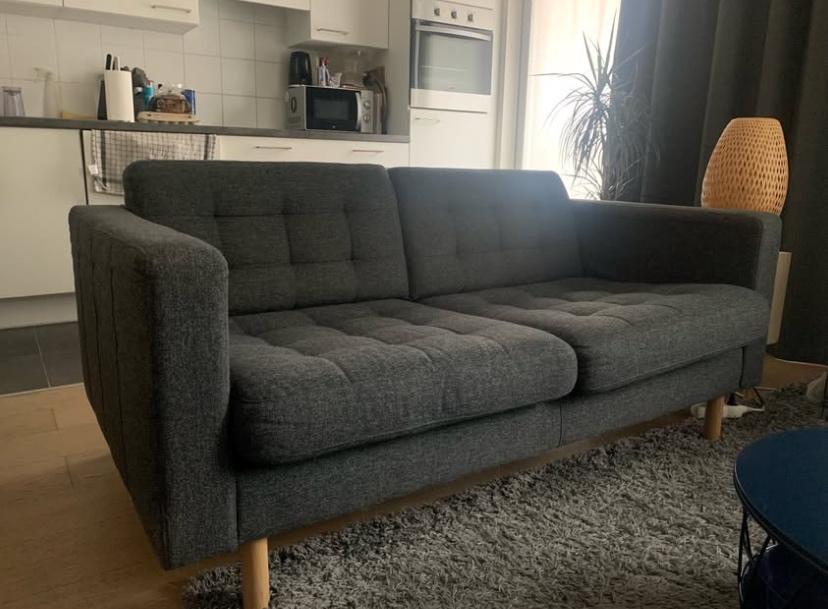 Grijze bank IKEA, Huis en Inrichting, 150 tot 200 cm, Tweepersoons, 75 tot 100 cm, Zo goed als nieuw