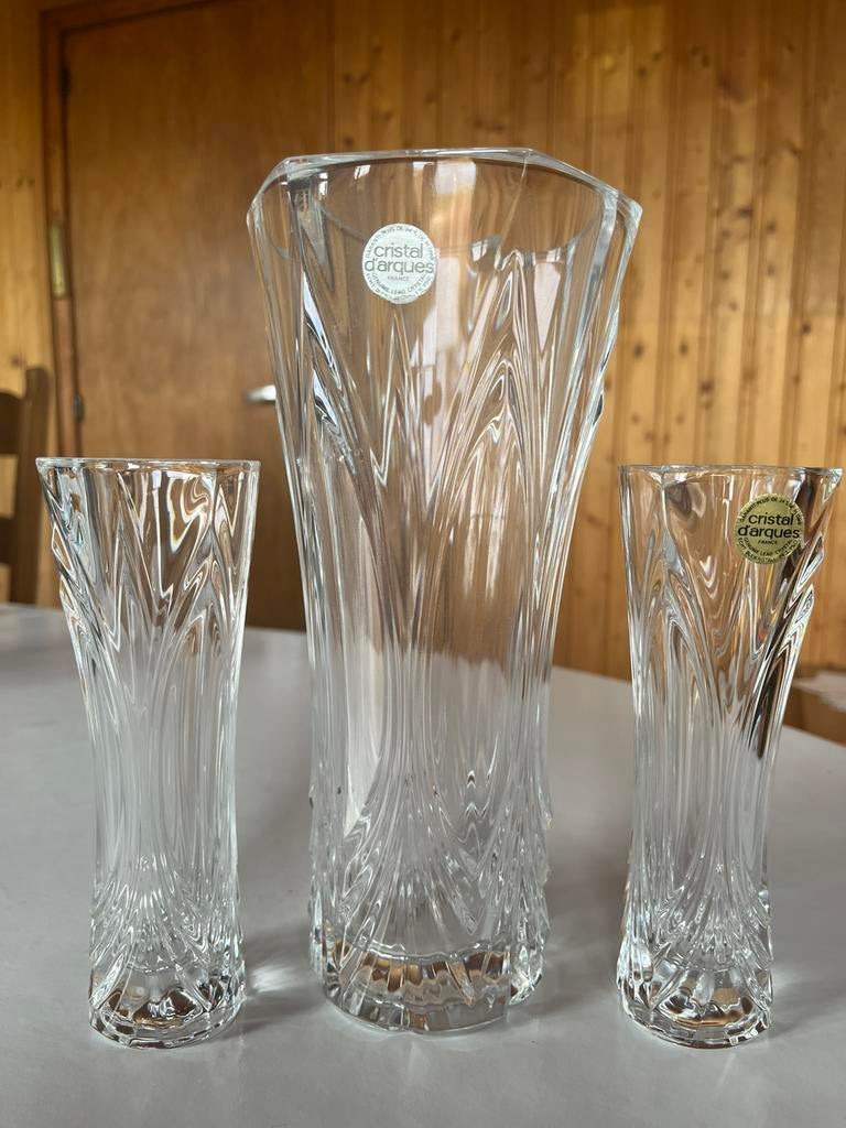 3 Cristal d'Arques vazen - 1 grote van 24 cm + 2 van 16 cm, Verzamelen, Ophalen, Zo goed als nieuw
