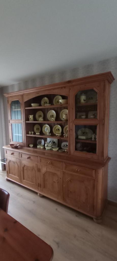 Vitrinekast met bijhorende dressoir, Pin, 25 à 50 cm, 200 cm ou plus, Avec tablette(s)