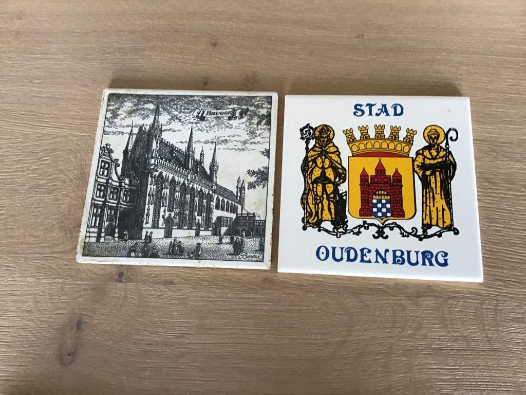 Tegel i.fallience m.tekening v.stadhuis v.Brugge.e.OUDENBURG, Ophalen of Verzenden