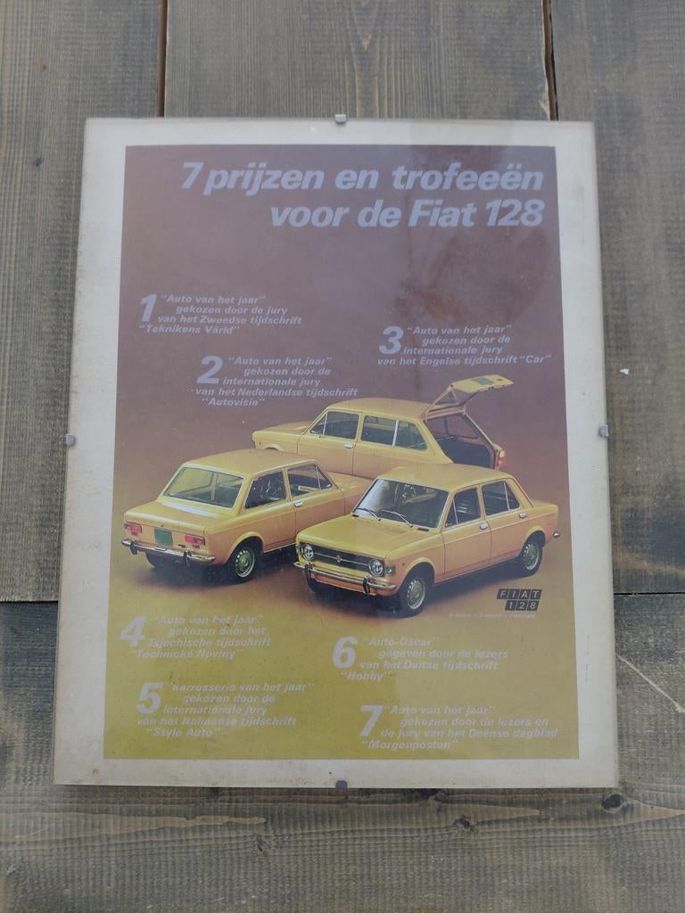 Kader met oude reclame fiat 128, Verzamelen, Merken en Reclamevoorwerpen, Ophalen of Verzenden