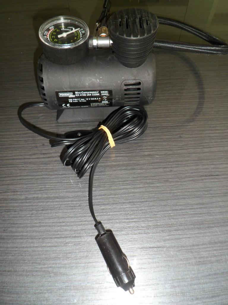 Minicompresseur POWERFIX 12VDC (allume-cigare) 0-17barg, Enlèvement ou Envoi, Comme neuf, 10 bars ou plus, Mobile