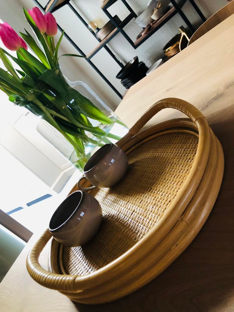 Vintage rotan / bamboe dienblad, Ophalen, Zo goed als nieuw