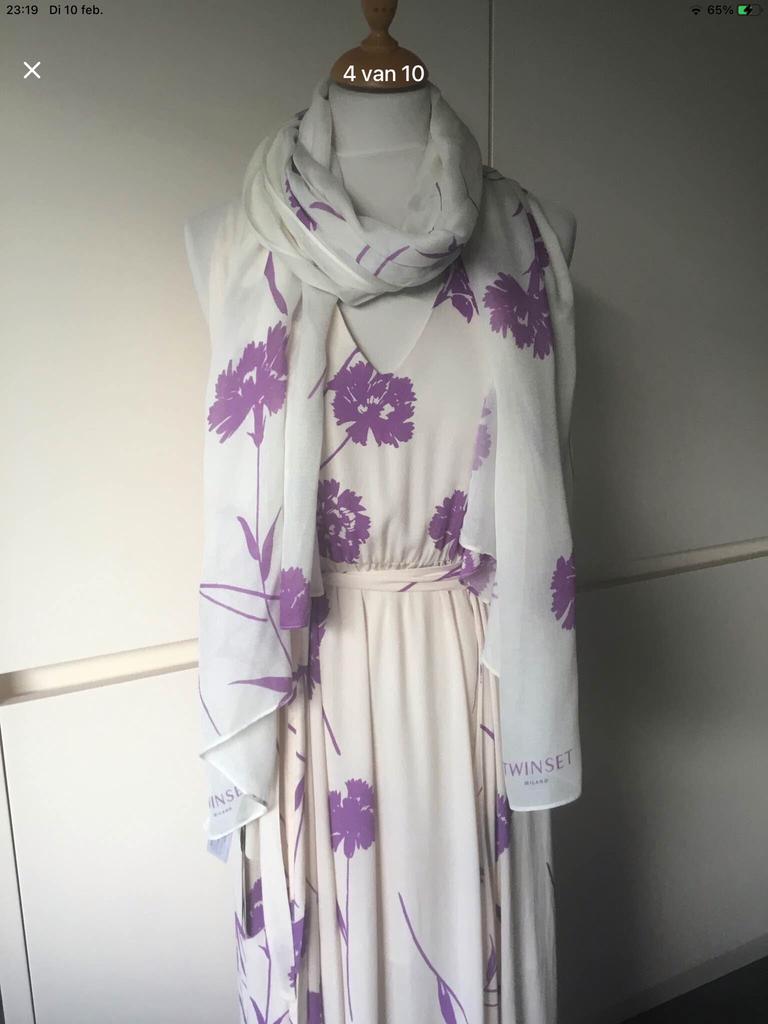 Twinset Milano jurk (It. 44) met sjaal, 420€ nieuwprijs., Maat 38/40 (M), Wit, Nieuw, Ophalen of Verzenden