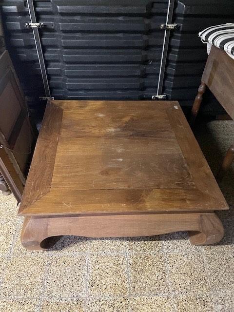 Table à opium, balinaise, authentique, Teck, Moins de 50 cm, 50 à 100 cm, Carré