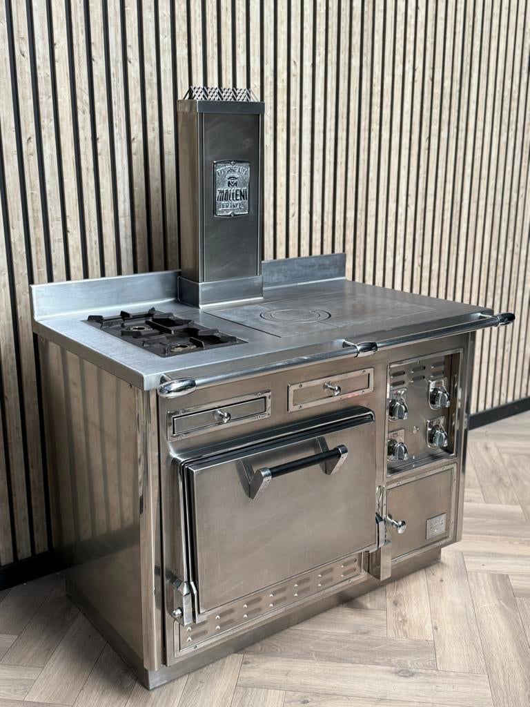 Prachtig Molteni Fornuis Inox 120cm + Gasoven, Ophalen of Verzenden, Grill, Gas