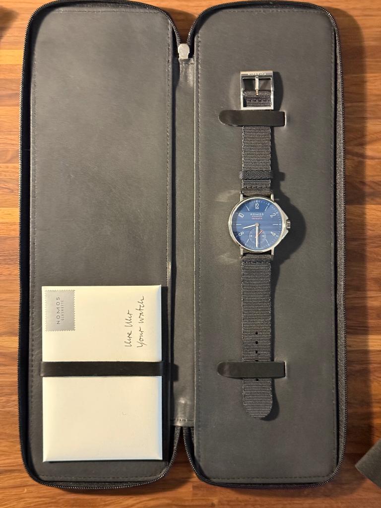 Nomos AHOI Neomatik speciale editie Blue Bucherer - PRIJS---, Staal, Polshorloge, Kunststof, Zo goed als nieuw