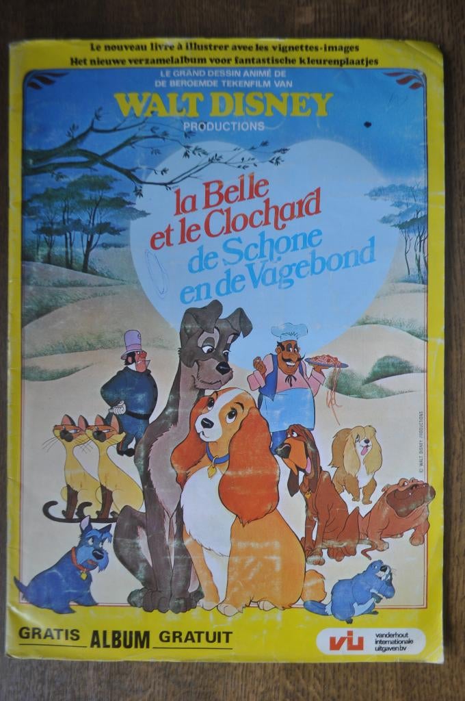 VANDERHOUT COMPLEET ALBUM LA BELLE ET LE CLOCHARD, Envoi, Utilisé, Plusieurs autocollants