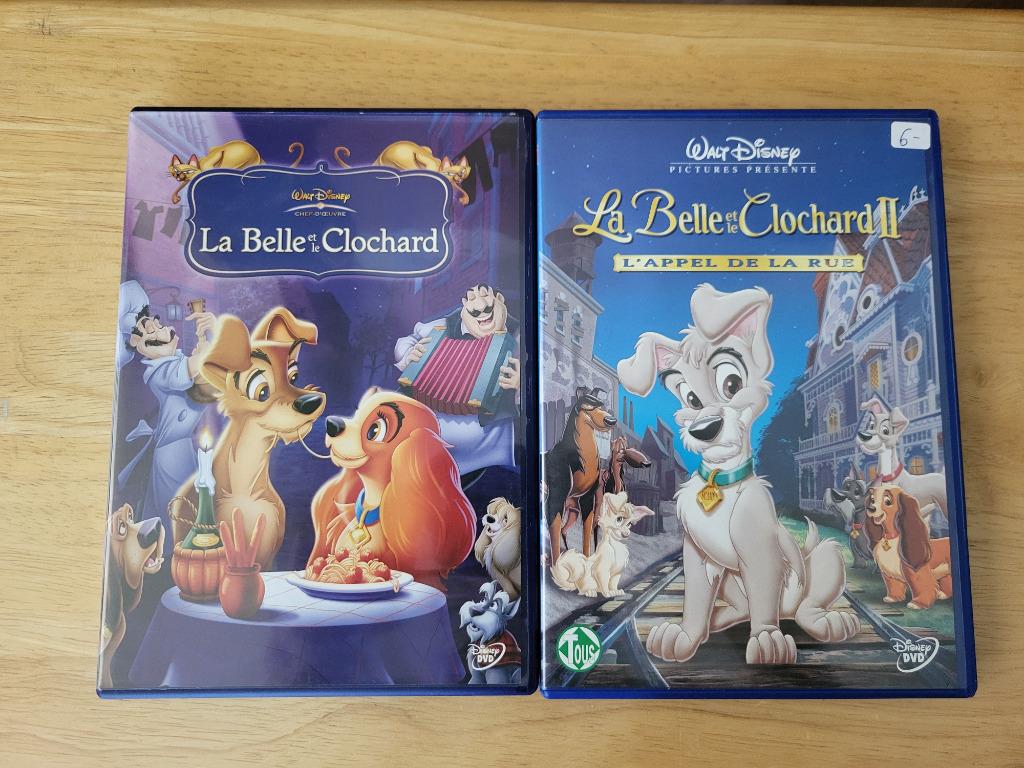 Lot DVD Disney La Belle et le Clochard 1 & 2, Tous les âges, Enlèvement, Américain, Dessin animé