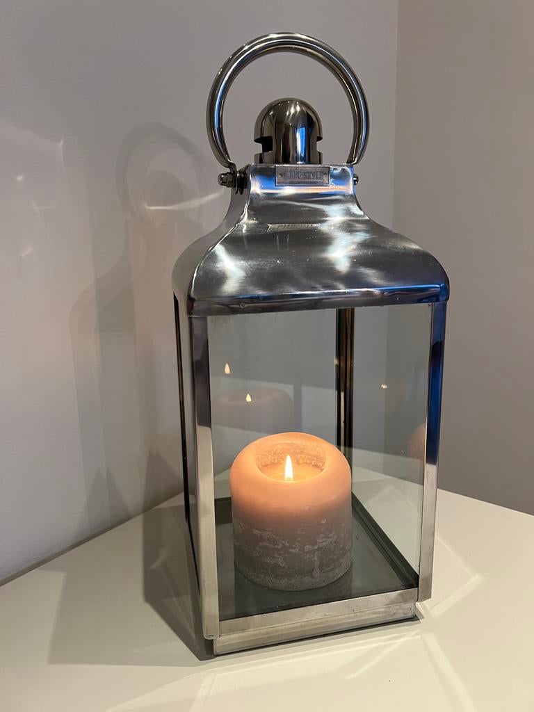 Lantaarn in zilver en glas, Ophalen, Zo goed als nieuw