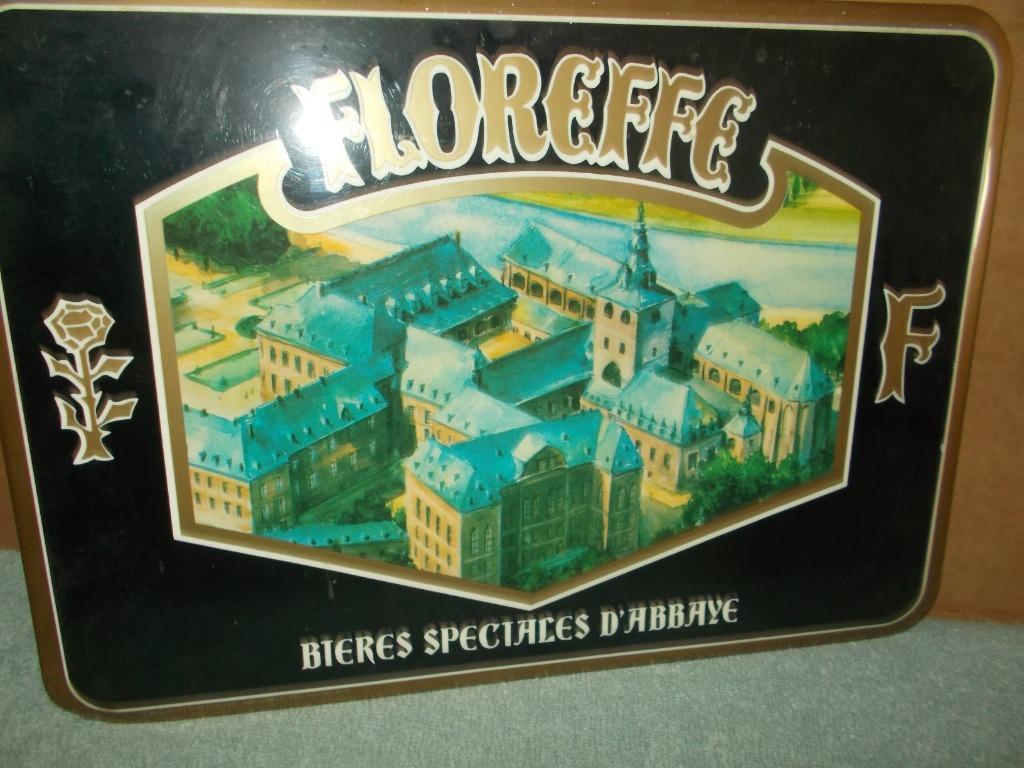 Bière Abbaye de FLOREFFE - publicité vitrée de 1988, Envoi, Utilisé, Panneau, Plaque ou Plaquette publicitaire, Autres marques