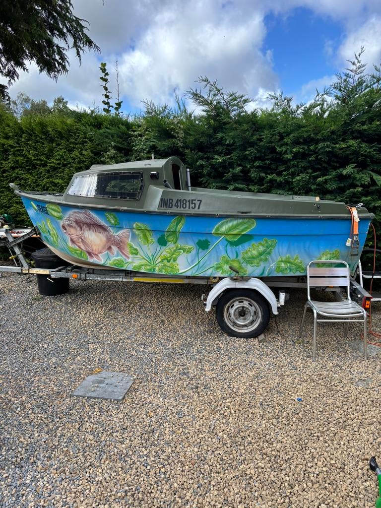 Motor plus boot plus aanhanger, Watersport en Boten, Boottrailers, Minder dan 1500 kg, Gebruikt, Sloepentrailer, Minder dan 6 meter