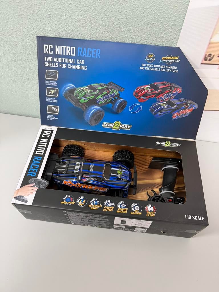 Gear2Play RC bestuurbare auto Nitro Racer 1:18 2 Accu 30km/u, Hobby en Vrije tijd, Elektro, Nieuw, Ophalen of Verzenden, Auto onroad