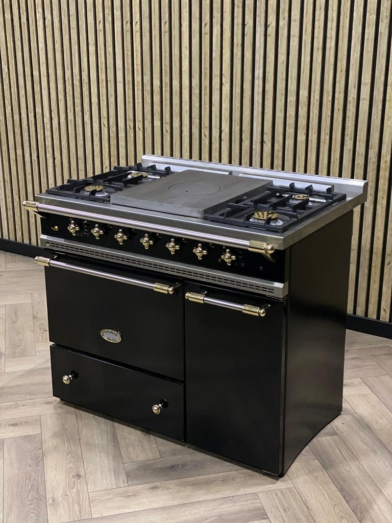 Luxe Lacanche Fornuis Zwart Gas + Messing + Warmhoudkast, Elektronische apparatuur, Zo goed als nieuw, Grill, Vrijstaand, Elektrisch