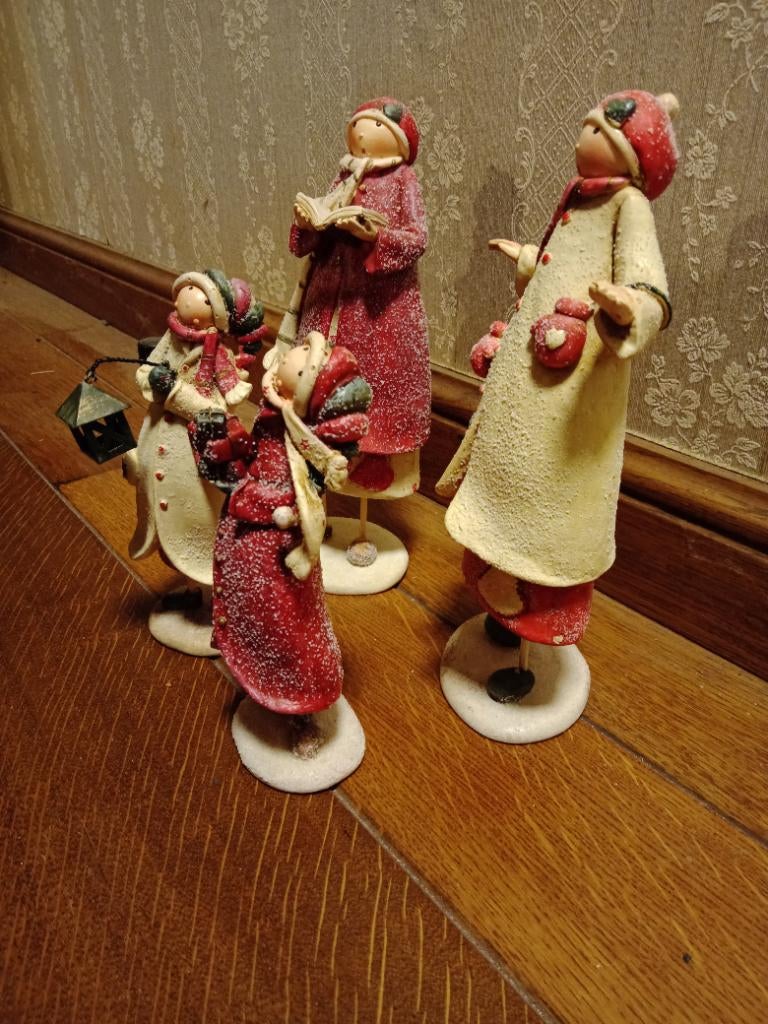 Setje van 4 kerstbeeldjes, Ophalen of Verzenden, Zo goed als nieuw