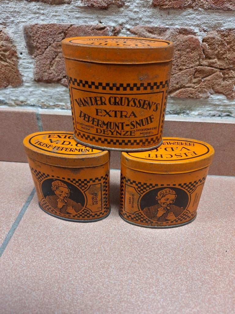 3 boîtes de tabac à la menthe Vander Cruyssen, Enlèvement ou Envoi, Utilisé, Boite à tabac ou Emballage