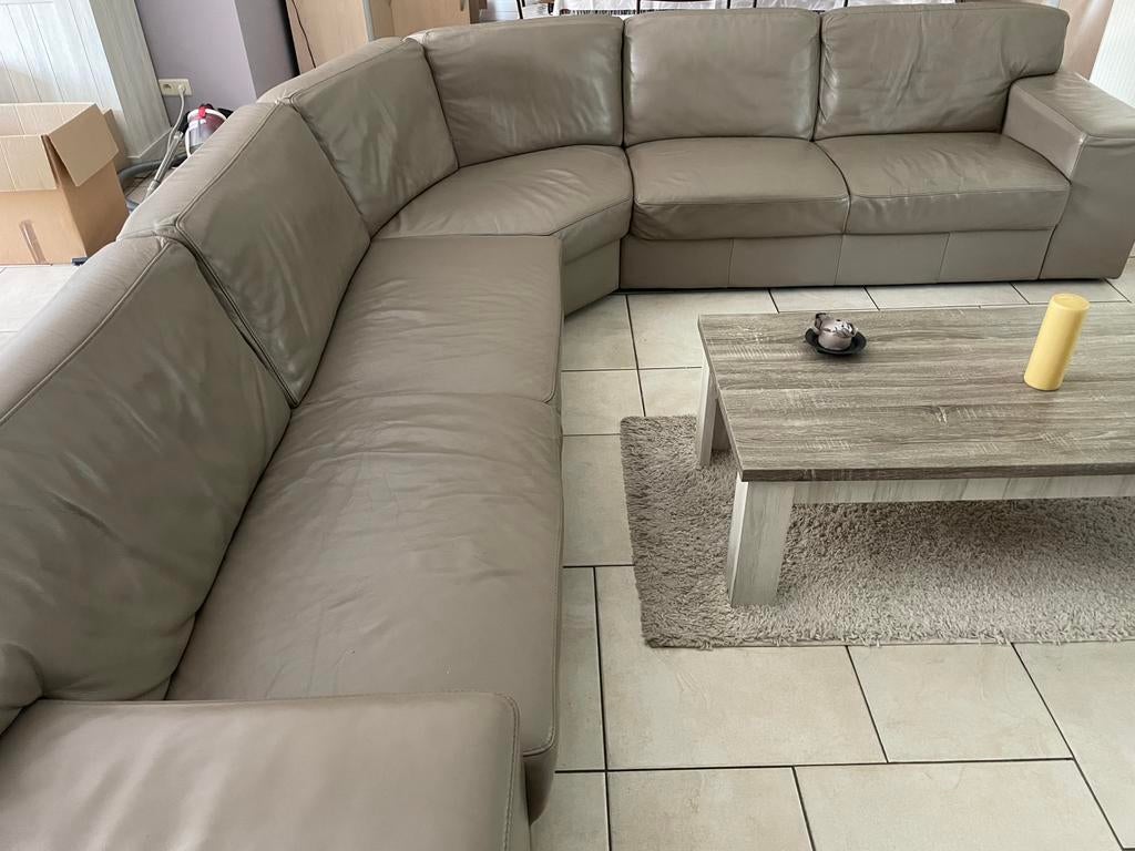 L-vormige zetel 2m80 x 3m20, Ophalen, Gebruikt, Leer, L