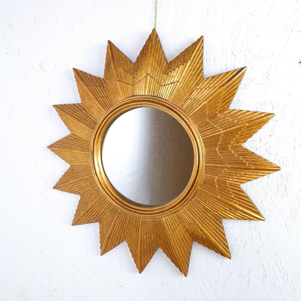 Vintage zonnespiegel mid century modern design jaren 70, Ophalen of Verzenden