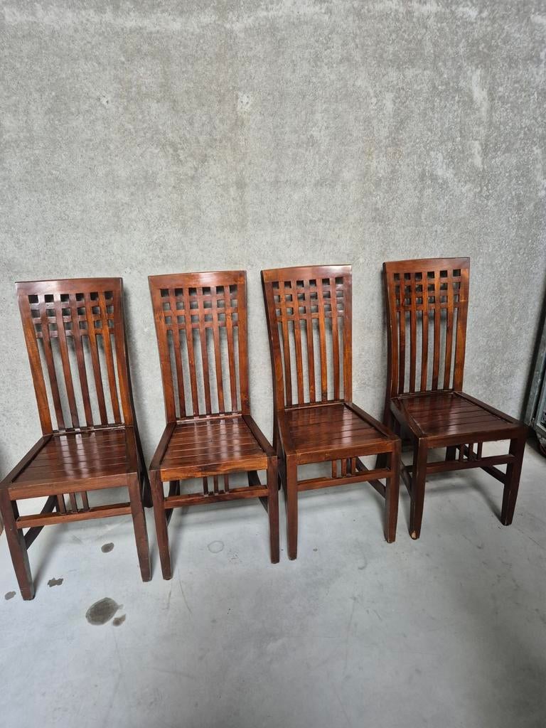 4 teak stoelen, Huis en Inrichting, Stoelen, Ophalen, Hout