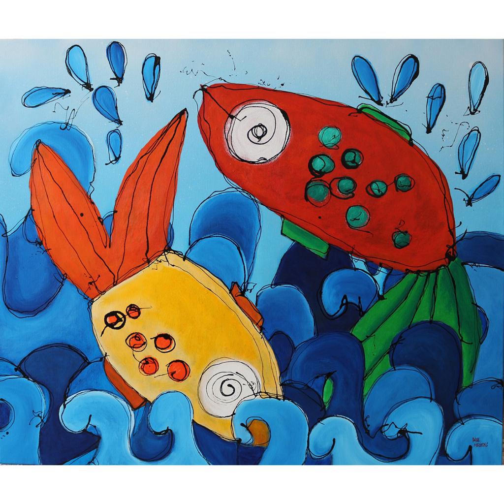 Paul Megens groot schilderij 'lentekriebels', Ophalen