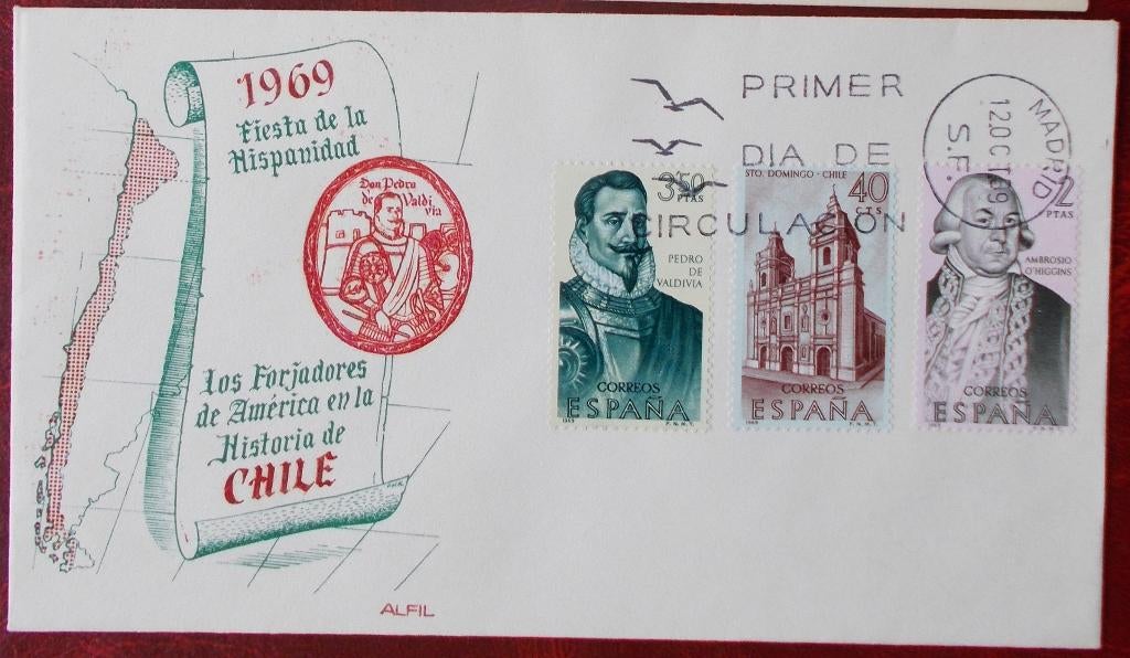Spanje 1969 Fiesta de la Hispanidad - eerste dag van uitgift, Envoi, Affranchi