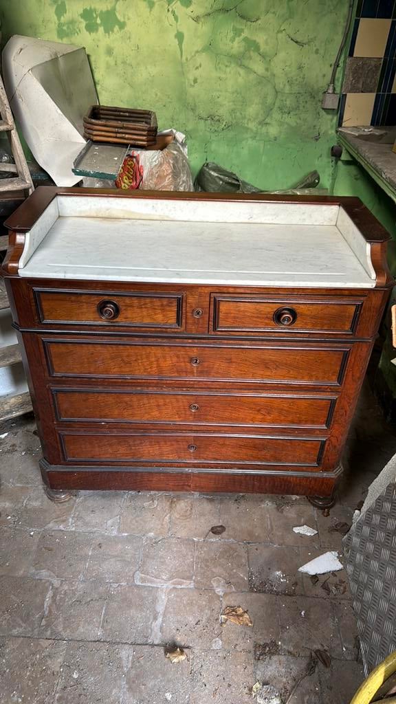 Oud kastje met marmeren blad, Huis en Inrichting, Ophalen, Gebruikt