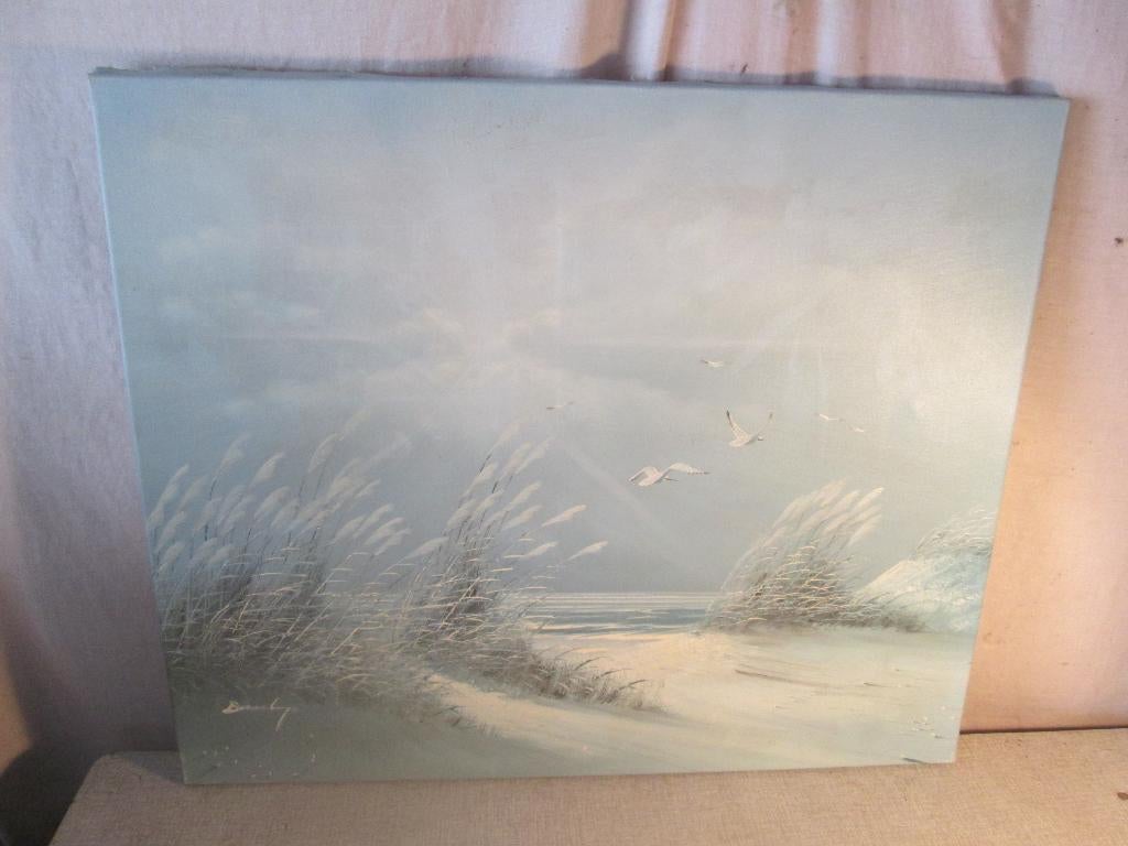 Œuvre magnifiquement peinte « Mouettes et dunes », signée, Enlèvement ou Envoi