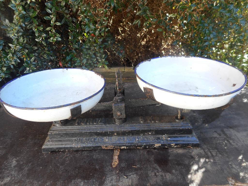 veille balance de ménage plateau en émail, Antiek en Kunst, Ophalen of Verzenden