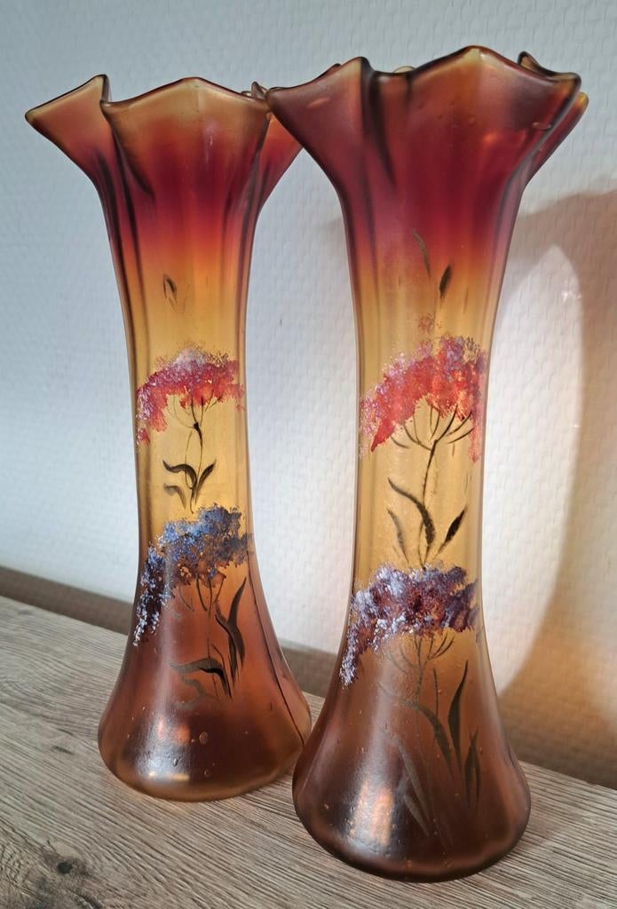 Art Nouveau vases pâte de verre peints Legras collection, Enlèvement ou Envoi