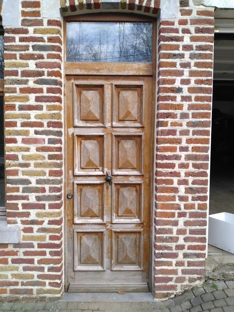 A vendre, porte d'entrée en merbeau 0,98 m x 2,74 m, Bricolage & Construction, Vitres, Châssis & Fenêtres, Double vitrage, Enlèvement ou Envoi