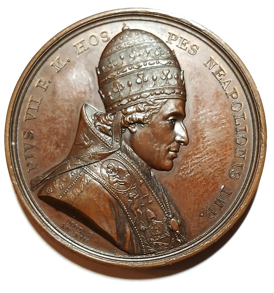 medaille 1804 pius VII kroning napoleon in notre dame parijs, Postzegels en Munten, Penningen en Medailles, Brons, Ophalen of Verzenden