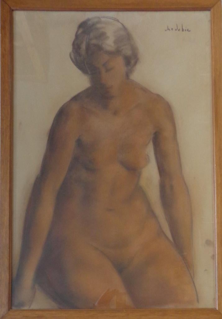 JAN DE BIE / NAAKTE VROUW / ORIGINEEL WERK / 95x66cm / KADER, Ophalen