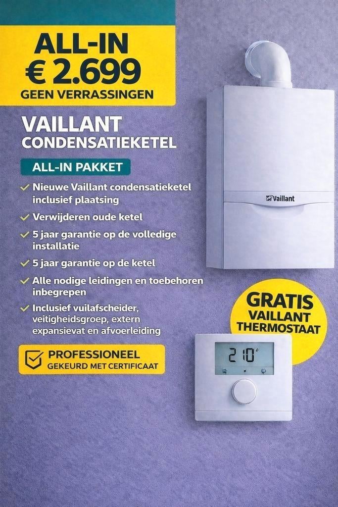 Vaillant ketel geplaatst en gekeurd v 2699€ #loodgieter, Doe-het-zelf en Bouw, Chauffageketels en Boilers, Nieuw, Ophalen