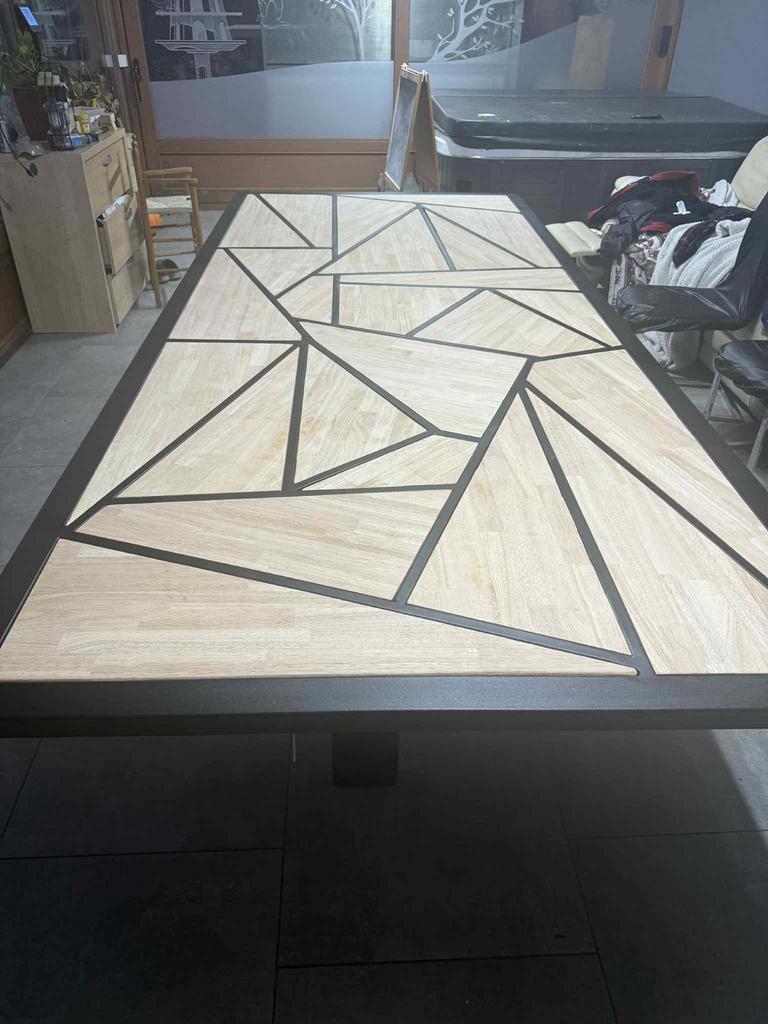 Table sur mesure fer bois, Maison & Meubles, Enlèvement ou Envoi, Comme neuf