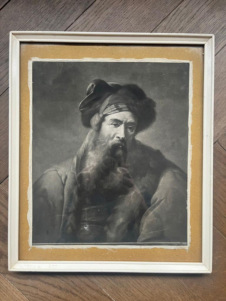 Antieke Gravure “Oude man met baard”, Antiek en Kunst, Ophalen of Verzenden