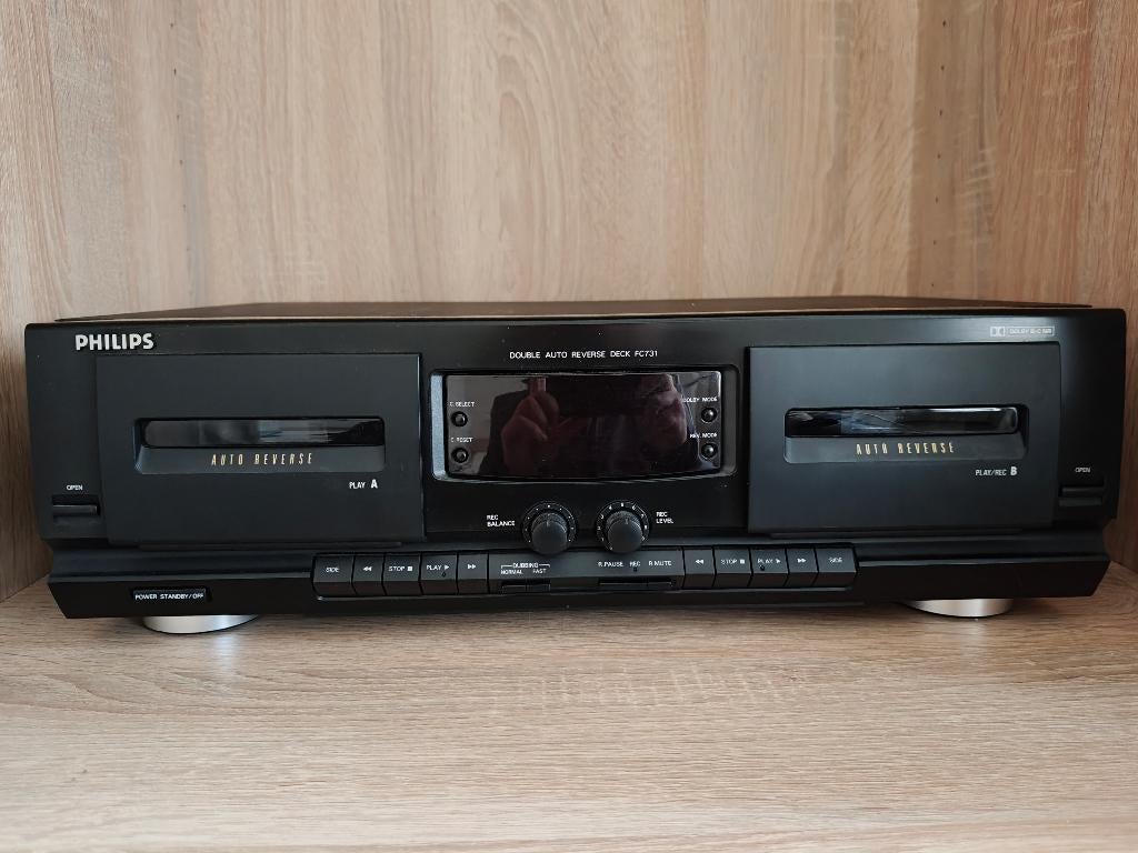 Philips cassette double auto reverse deck fc731, Audio, Tv en Foto, Cassettedecks, Ophalen, Dubbel, Philips, Auto-reverse