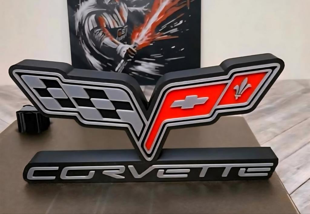 Belle plaque avec logo Corvette, parfaite pour la mancave ou, Enlèvement ou Envoi, Neuf, Panneau publicitaire