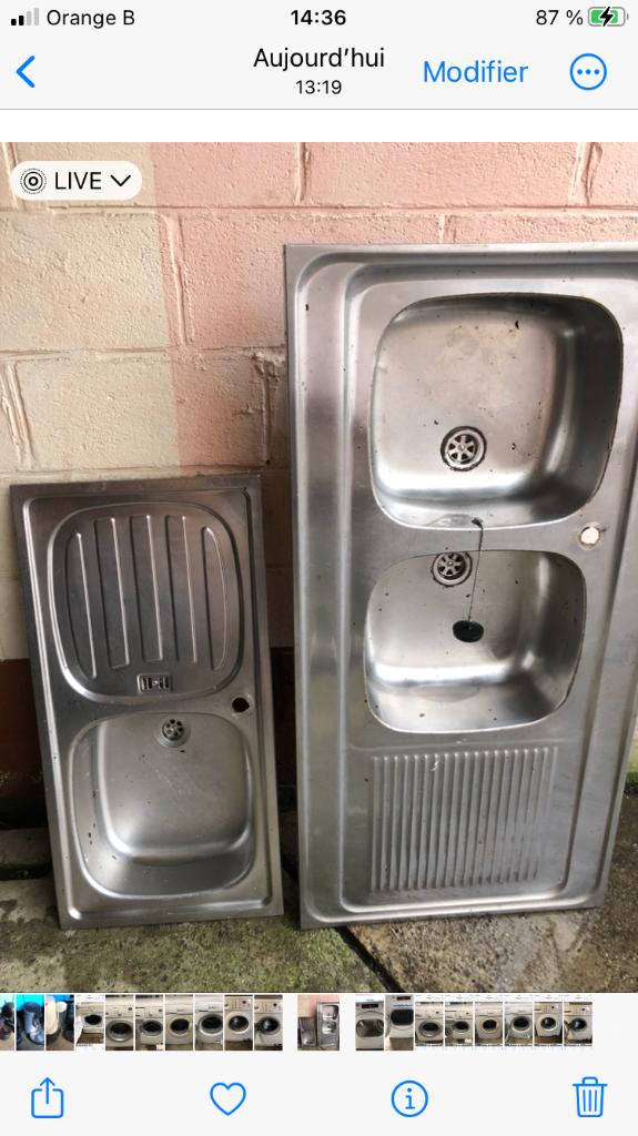 Lot de 2 éviers en inox, Maison & Meubles, Enlèvement ou Envoi