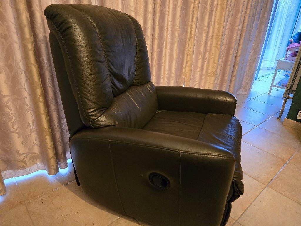 2 Lederen relaxzetels, Moins de 75 cm, Klassiek, Moins de 150 cm, Banc droit