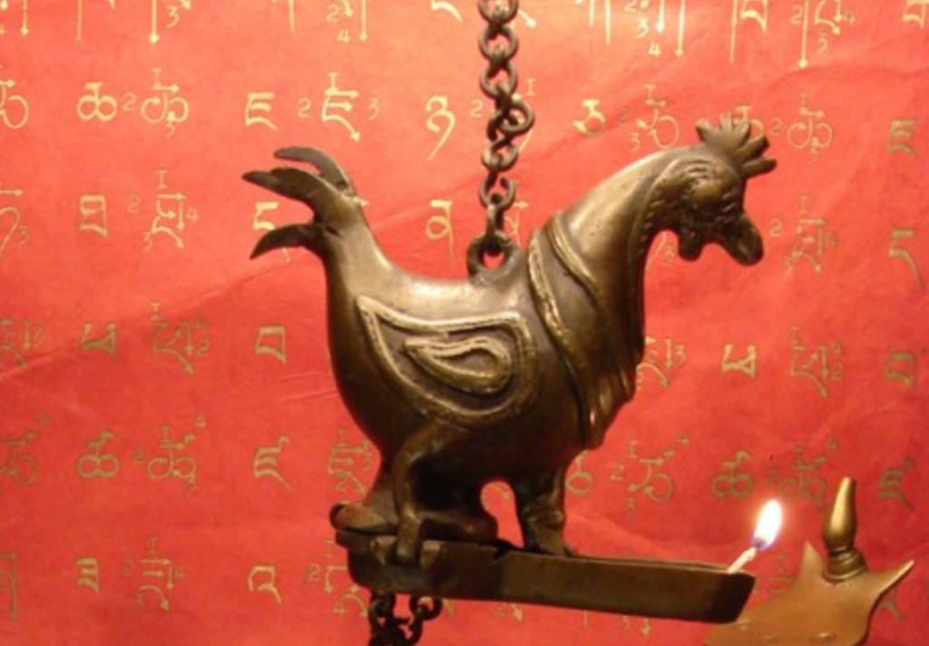 antieke olielamp - brons - India, Ophalen