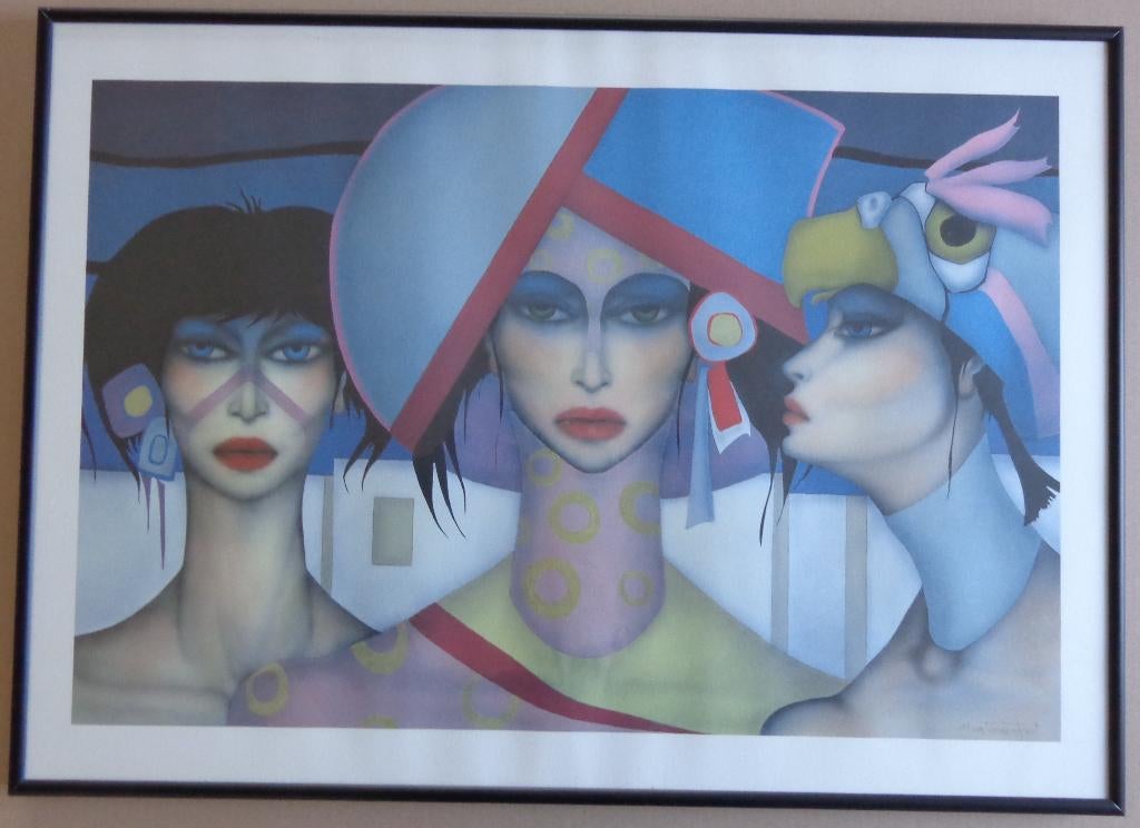 JEF VAN TUERENHOUT / FIGURATIE / KLEUROFFSET / 50x69cm KADER, Antiek en Kunst, Kunst | Litho's en Zeefdrukken, Ophalen of Verzenden